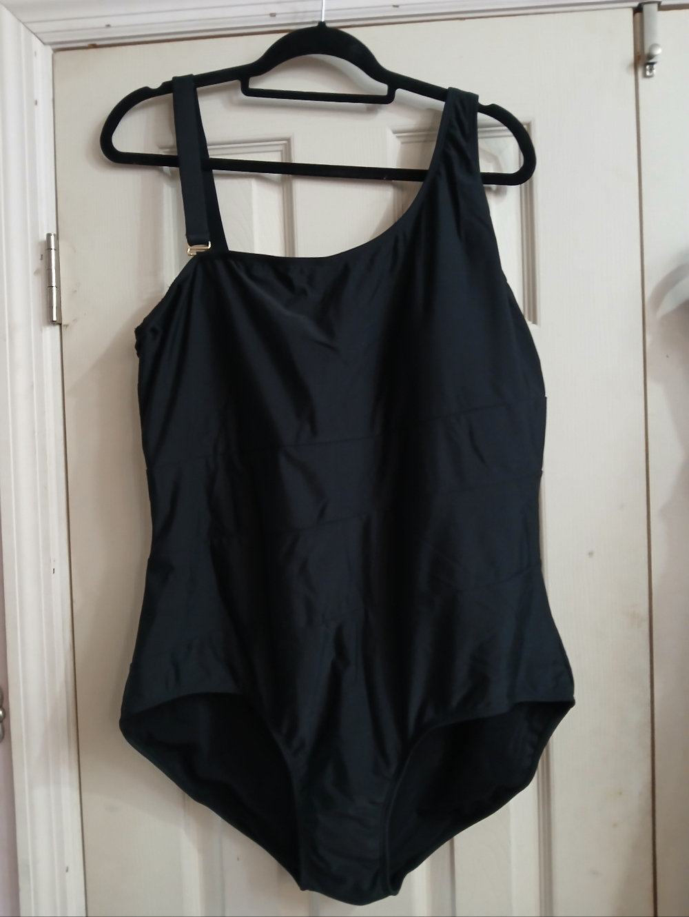 Shapermint Essentials Shoulder Control Swimsuit Womens 3XL (22) Black One Piece